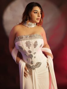 Ankita Dave's glamorous avatar in a white off-shoulder gown
