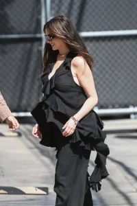 Anne Hathaway Wears Lein with Bvlgari Jewelry in Los Angeles