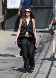 Anne Hathaway Wears Lein with Bvlgari Jewelry in Los Angeles