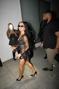 Becky G Wears a Black Lace Bodysuit and Hardware Mini Skirt at Baraja Bendita Party 30 Becky G Wears a Black Lace Bodysuit and Hardware Mini Skirt at Baraja Bendita Party