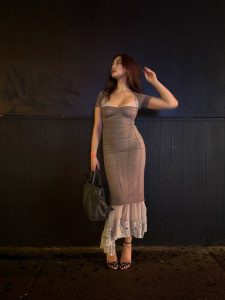 Lola Tung’s Lingerie-Inspired Look Brings the Naked Dress Trend to Broad Daylight