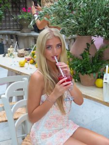 Princess Andre looks stylish in a floral minidress